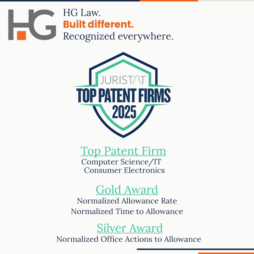 HG Law Earns Gold Honors in Juristat’s 2025 Top Patent Firms